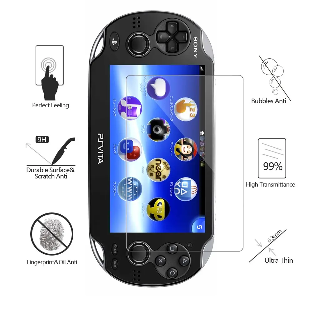 Vetro Temperato Per Sony Ps Vita 2000 Psv2000 / Ps Vita 1000 Psv1000 Proteggi Schermo Duro 9H