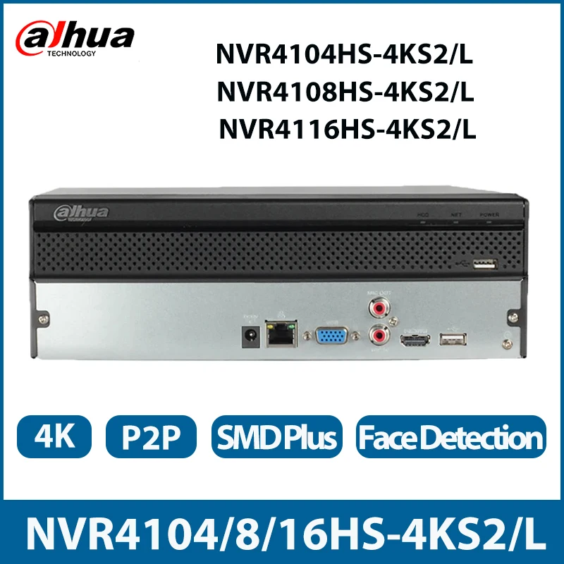 Dahua Nvr4104Hs-4Ks2/L Nvr4108Hs-4Ks2/L Nvr4116Hs-4Ks2/L 4/8/16 Canali Smart Home Compact 1U 1Hdd Videoregistratore Di Rete
