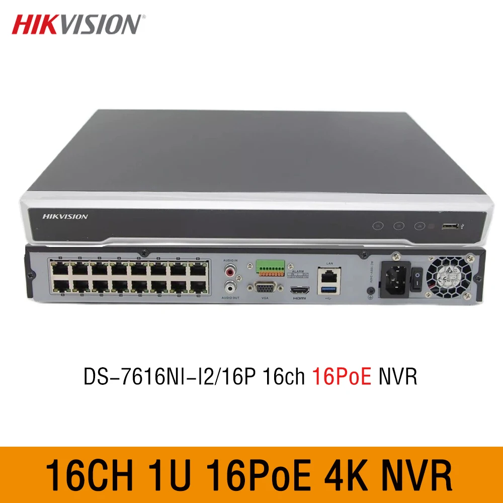 Dahua Ds-7616Ni-I2/16P 16Ch 1U 16Poe 4K H.265 Nvr Videoregistratori Di Rete 12Mp Cctv Sistemi Di Sorveglianza Di Sicurezza Plug & Play