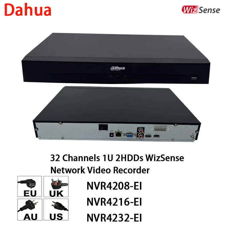 Originale Dahua Nvr 8Ch 16Ch 32Ch Nvr4208-Ei Nvr4216-Ei Nvr4232-Ei No Poe Porte 1U 2Hdds Wizsense Videoregistratore Di Rete