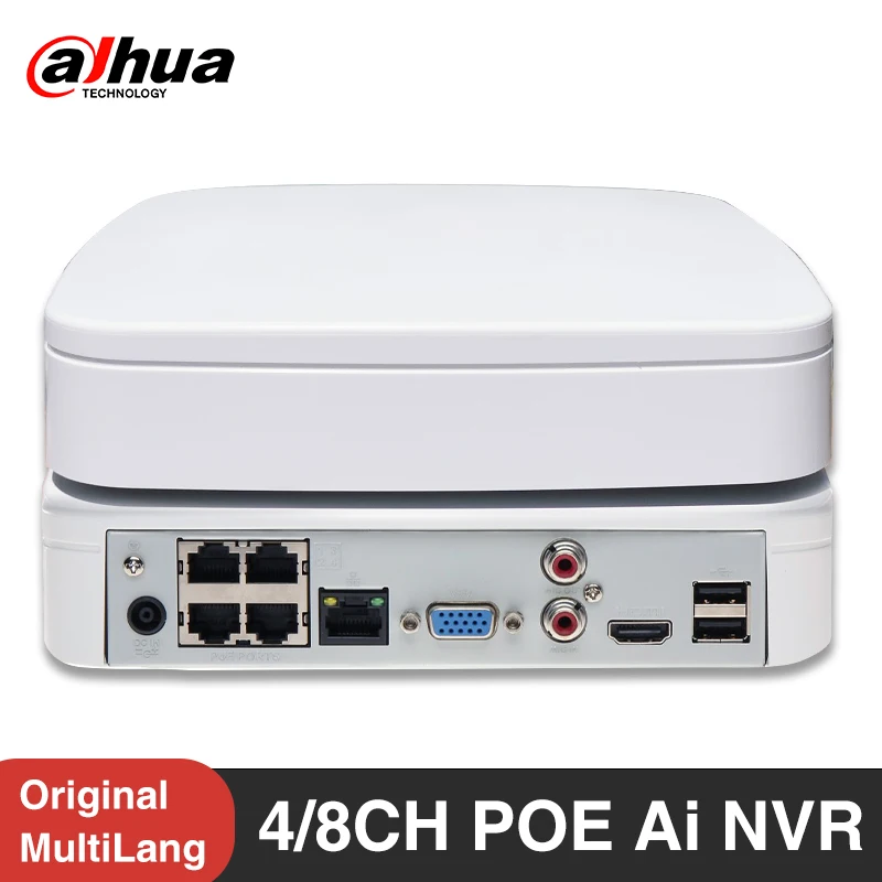 Dahua Nvr2104-P-S3 4Poe Nvr2108-8P-S3 4/8Ch 8Poe Smart 1U 1Hdd Videoregistratore Di Rete Telecamera Ip Monitor Di Sicurezza Smart Ai Onvif