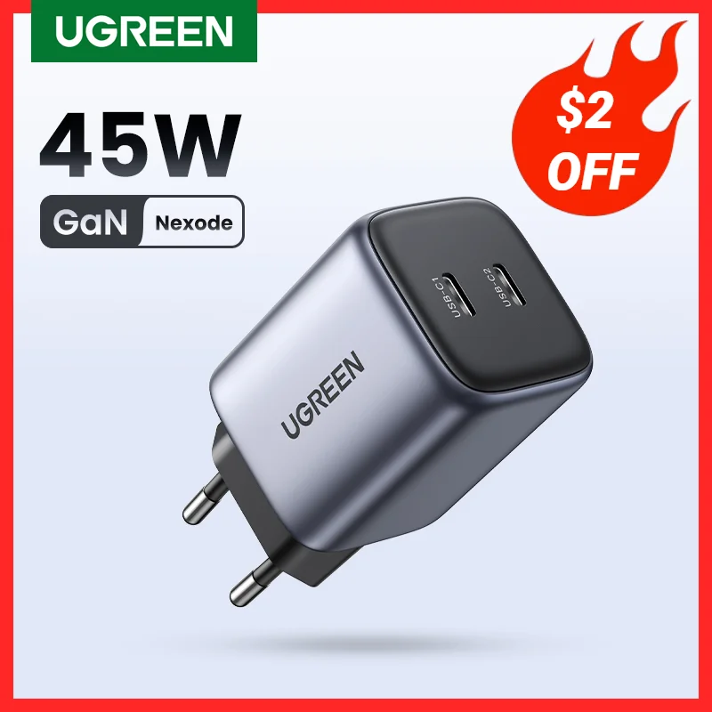 Ugreen Us Plug 45W Gan Caricatore Usb Caricabatterie Rapido Pd Qc 3.0 Caricatore Usb C Caricabatterie Rapido Per Iphone 14 13 Caricabatterie Da Viaggi