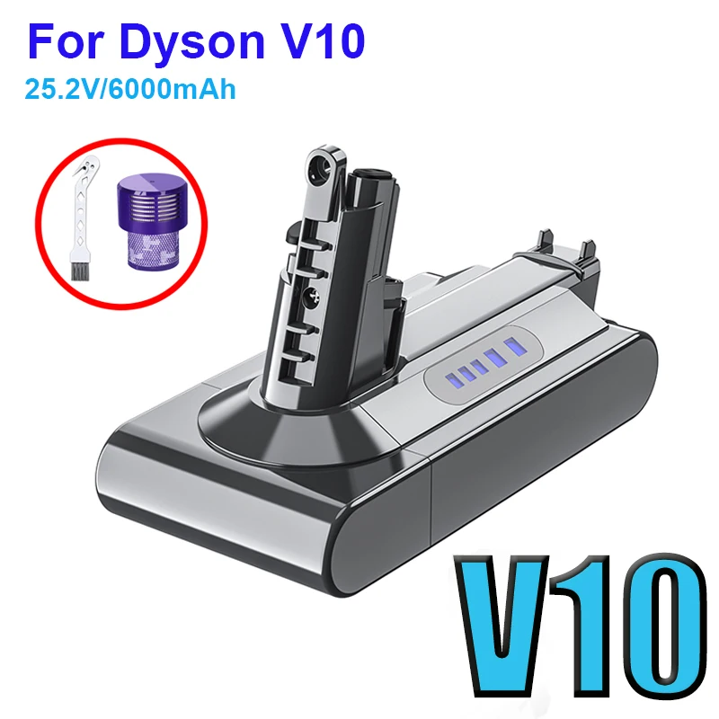 Batteria 25.2V 6000Mah Per Batteria Dyson V10 Per Dyson Cleaner V10 Sv12 Batteria Aspirapolvere Batterie Di Ricambio Accessori Per Filtri
