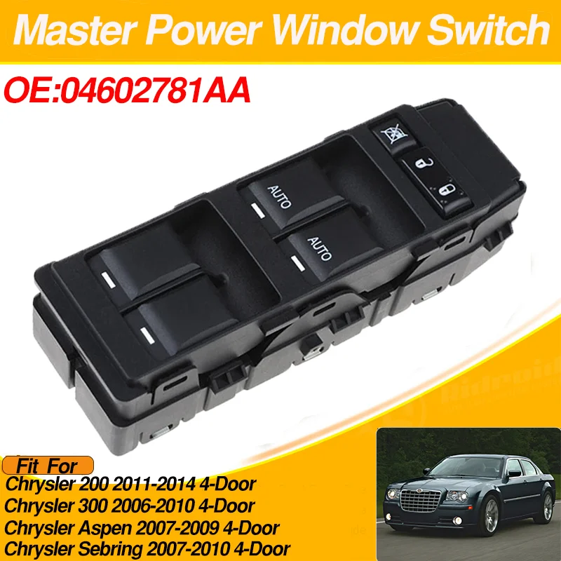 Interruttore Alzacristallo Power Master 04602781Aa 8 + 6 Pin Per Chrysler 200 Chrysler 300 Chrysler Aspen Chrysler Sebring