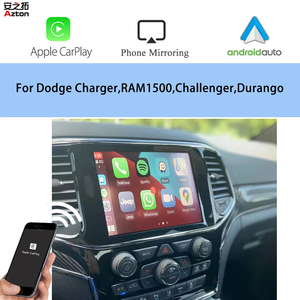 Oem Retrofit Wireless Carplay Solution Per Dodge Charger Ram 1500 Challenger Durango 8.4 Uconnect Radio Android Auto Mirror Link