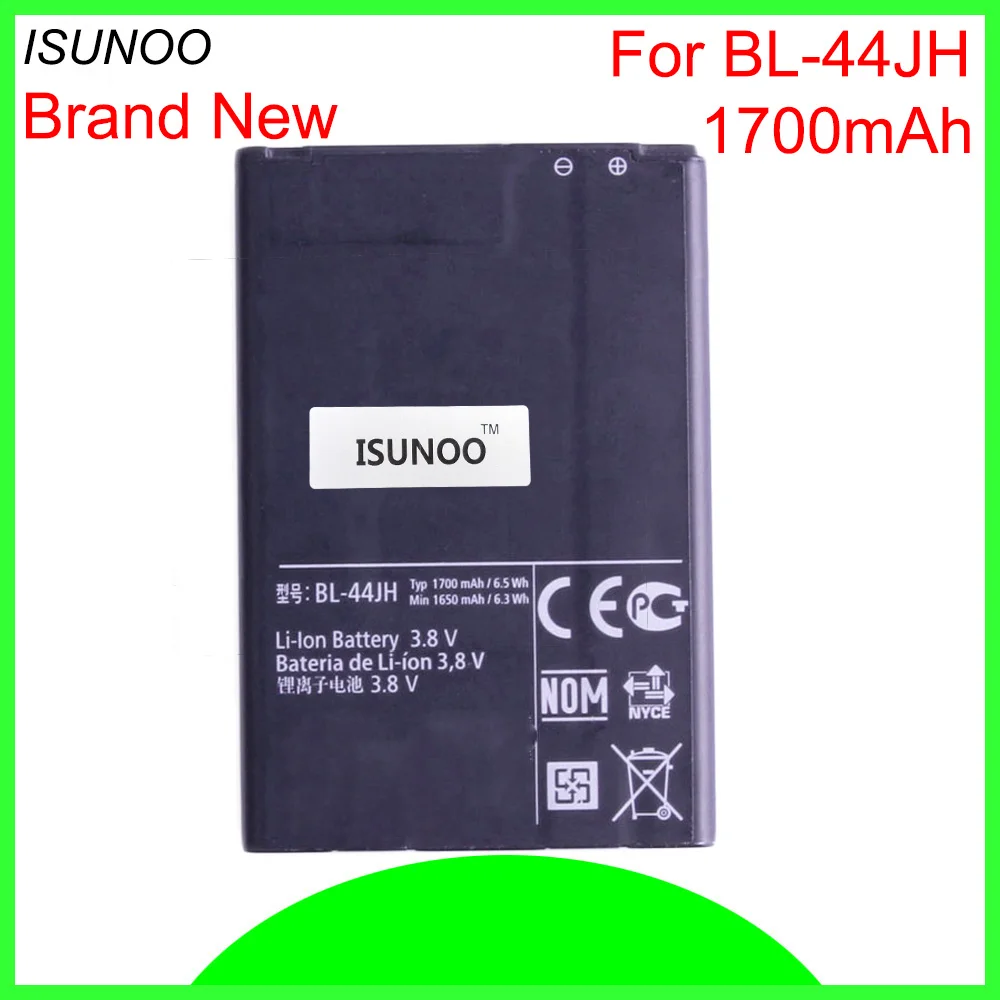 Isunoo 1700 Mah Bl-44Jh Batteria Per Lg Optimus L4 Ii E440 E445 L5 Ii E460 Dual E455 Optimus Duet E450 P705 P700 Optimus L7