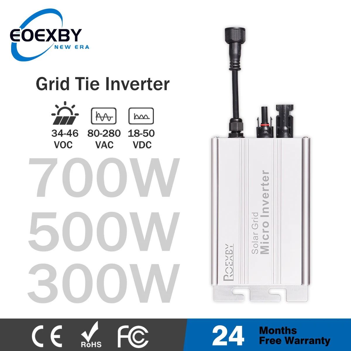 Eoexby Solar Grid Tie Micro Inverter Mppt Smart Micro Pv System 300W 500W 700W Dc 18V-50V A Ac Output 120V/230V Auto