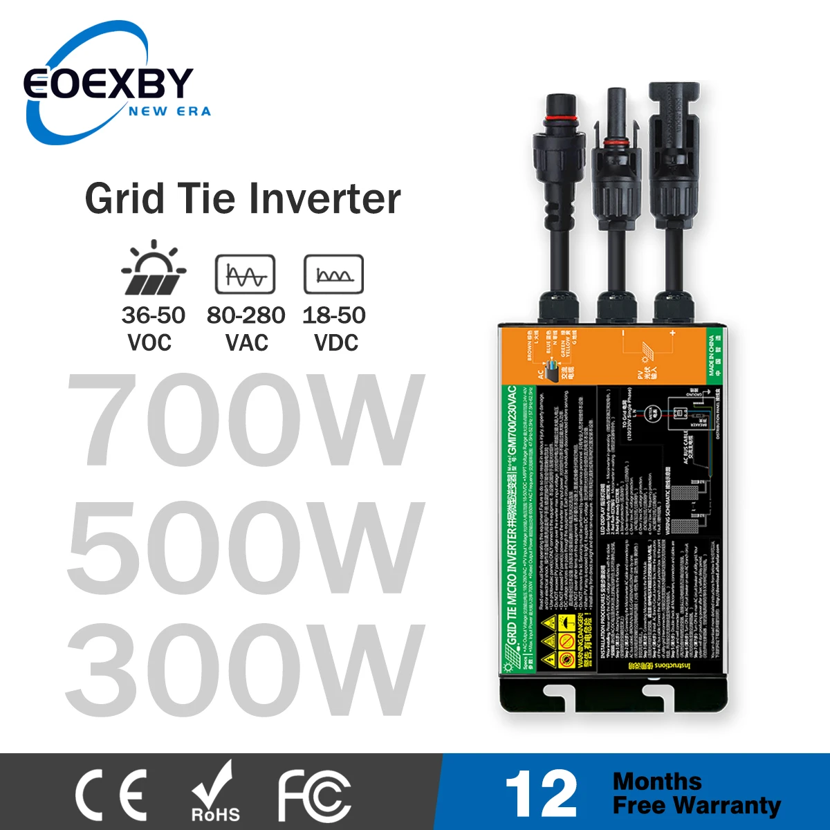 700W 500W 350W Solar Grid Tie Micro Inverter Mppt Input Dc26V-46V Pv Output Ac110V-240V Home Solar On Grid System