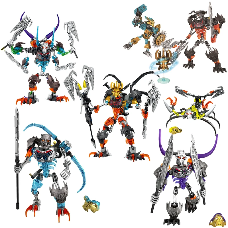 Bionicle Skull Warrior Golden Mask Master Robot Biochimico Mecha Warrior Mattoni Building Blocks Giocattoli Per Regali Per Bambini
