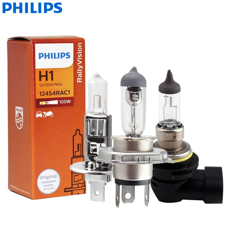 Philips H1 H3 H4 Rally Vision Off Road Lampadina Luminosa Hb3 Hb4 9005 9006 High Watt 100W 70W Faro Alogeno Per Auto Fendinebbia Automatica 1X