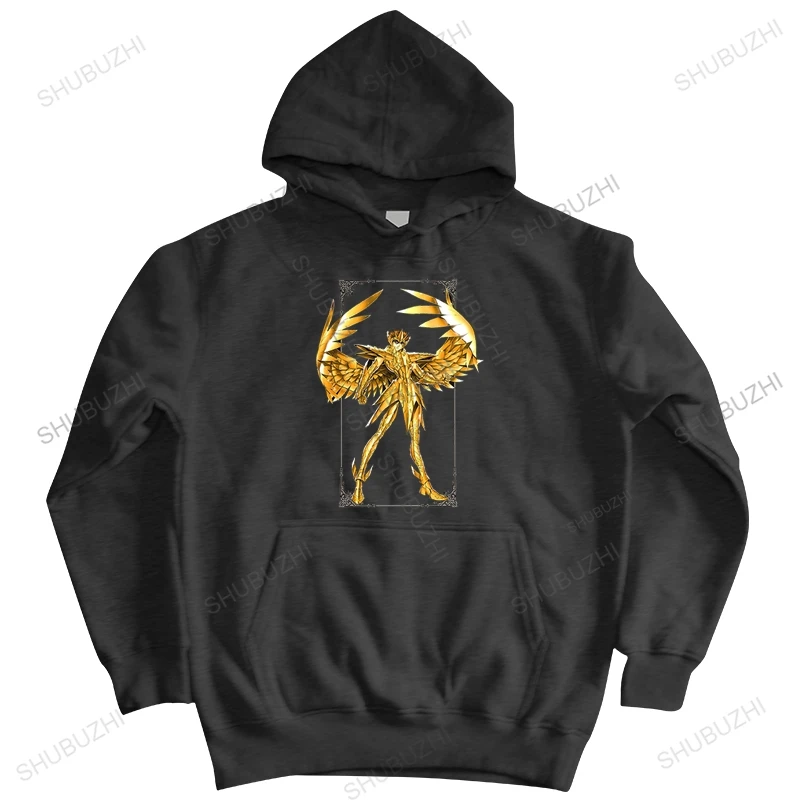 New Cotton Men Winter Saint Seiya Classic Anime Manga Felpa Nera Basic Jacket Top Larghi Per Lui Plus Size Pullover