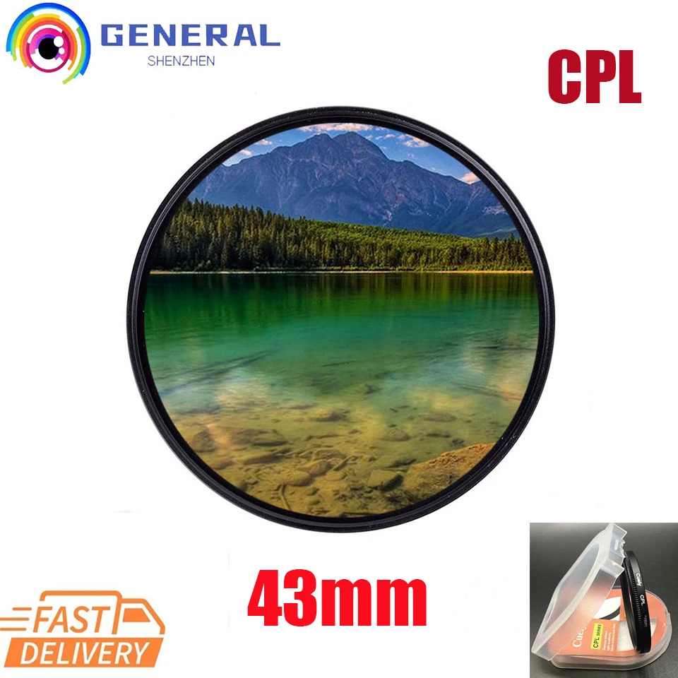 Filtro Per Obiettivo Della Fotocamera Cpl Polarizzatore Circolare Impermeabile Da 43Mm Per Canon Eos Nikon Sony Panasonic Lumix Pentax Olympus Samsung