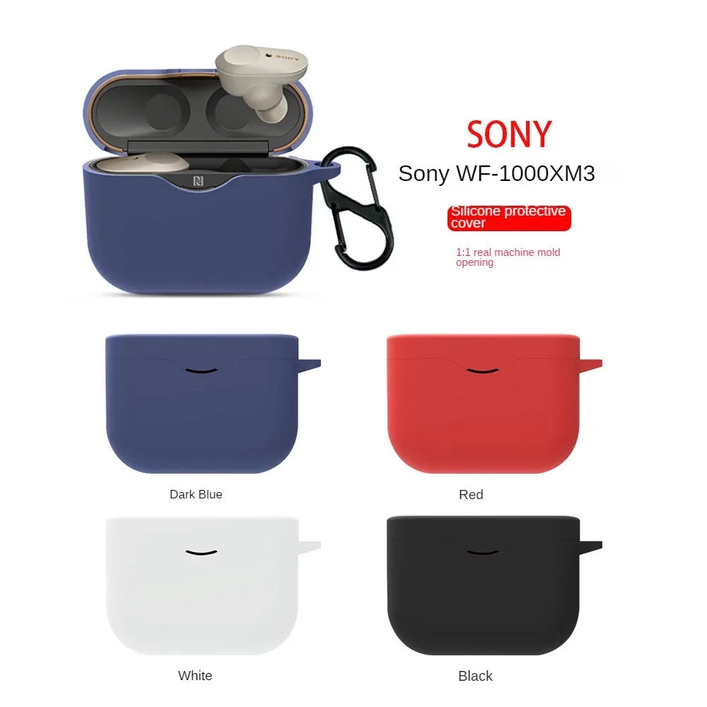 Per Sony Wf-1000Xm3 Custodia Protettiva Custodia Morbida In Silicone Tinta Unita Custodia Antiurto Sony Wf-1000Xm3 Cover Con Gancio