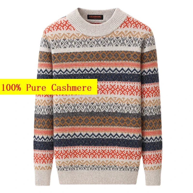 Nuovo Arrivo Moda Doppio Addensato 100% Puro Cashmere Maglione Con Girocollo Fondo Uomo Taglia Xs S M L Xl 2Xl 3Xl 4Xl