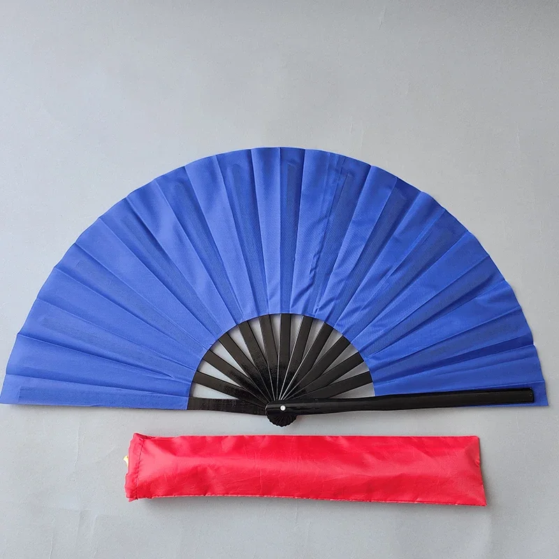 Tai Chi Fan 34Cm Bamboo Chinese Kung Fu Fans Fan Di Arti Marziali Di Alta Qualità Two Hands Fans Pure Dark Blue Wushu Fitness