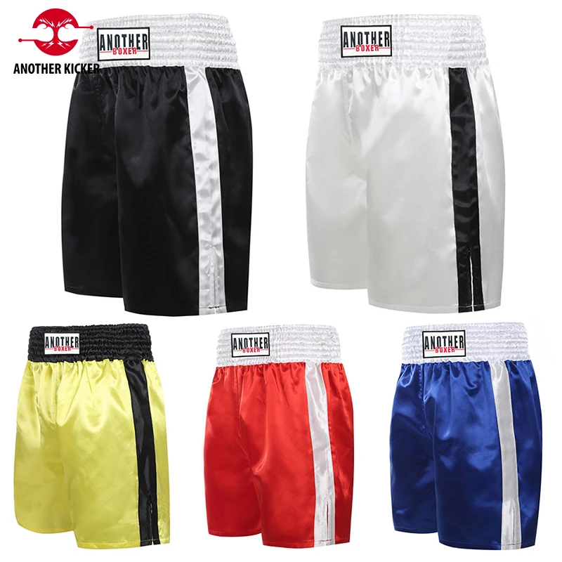 Muay Thai Shorts Satin Short Kickboxing Donna Uomo Boxing Trunks Custom Fight Pants Sanda Wushu Mma Training Uniform Giallo Nero
