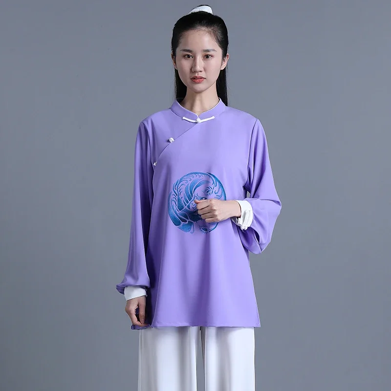 Tai Chi Clothes Women Wushu Clothes Kung Fu Competition Clothes Martial Art Uniform Wrinkle Free Hand Painted 2022 Purple