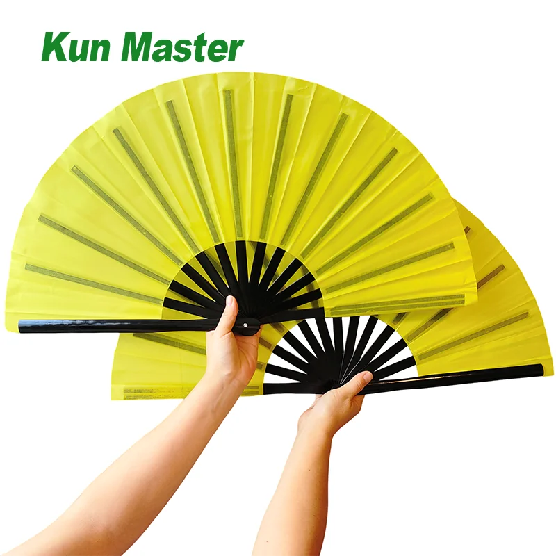 Tai Chi Fan 34Cm Bamboo Chinese Kung Fu Fans Fan Di Arti Marziali Di Alta Qualità Two Hands Fans Pure Yellow Wushu Fitness