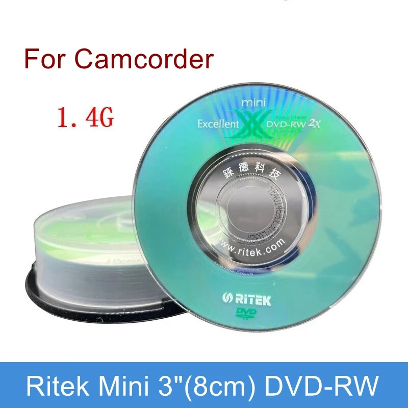 1 Pz/4 Pz/10 Pz Ritek Mini 3 "(8Cm) Dvd-Rw Disco Riscrivibile 1.4G 30Min Disco Vuoto Per Videocamera