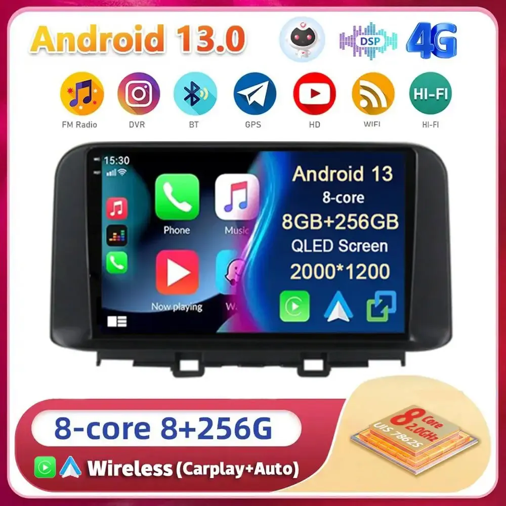 Android 13 Carplay Auto Wifi Per Hyundai Encino Kona 2018 2019 2020 2021 2022 Autoradio Stereo Multimedia Player 2Din Head Unit