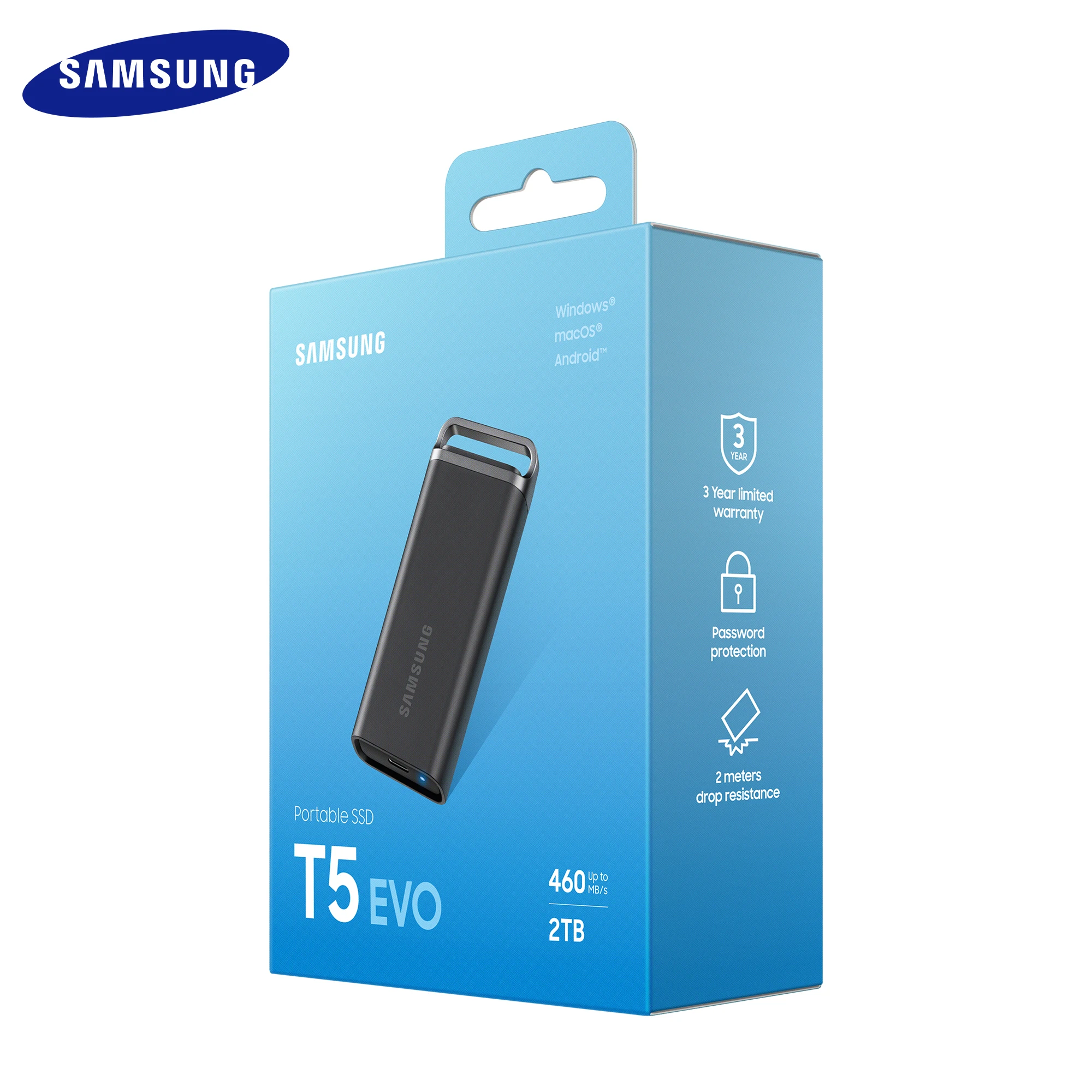 Unità A Stato Solido Ssd Portatile Samsung T5 Evo Type-C Usb3.2 Gen1 2Tb 4T 8Tb Memoria Ad Alta Velocità 5Gbps Unità Disco Rigido Esterno