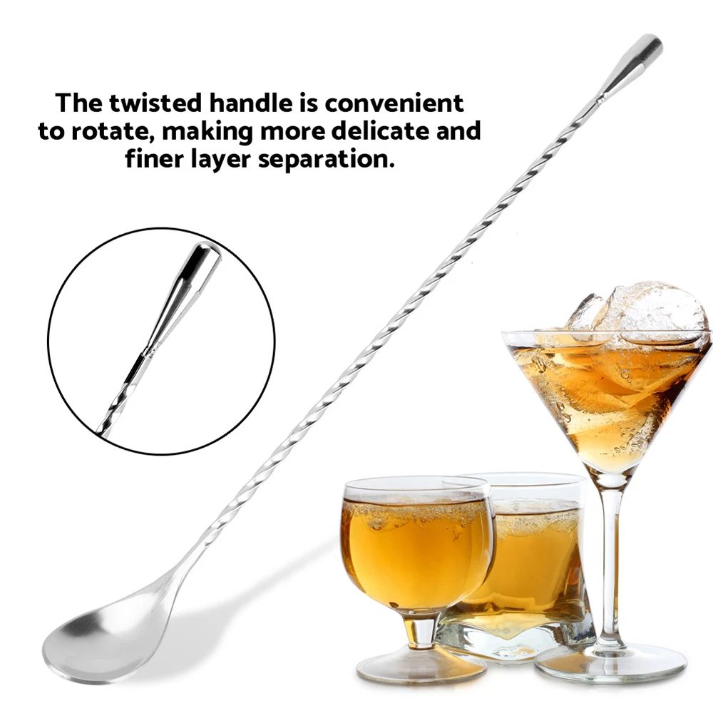 Acciaio Inossidabile Bar Cocktail Twisted Mixing Stirrin Spoon Fork Tip Set Fai Da Te Shaker Muddler Agitatore Twisted Mixing Spoon Kitchen