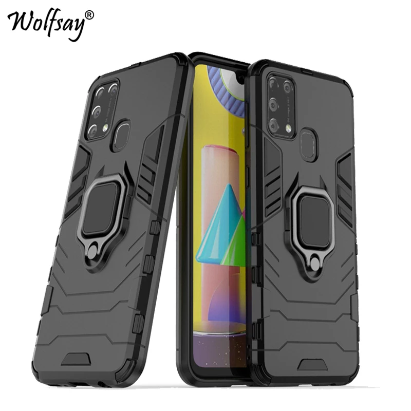 Per Samsung Galaxy M21 Custodia Armatura Supporto Magnetico Per Aspirazione Copertura Completa Per Samsung M21 Custodia Cover Per Galaxy M21 M 21 M31 