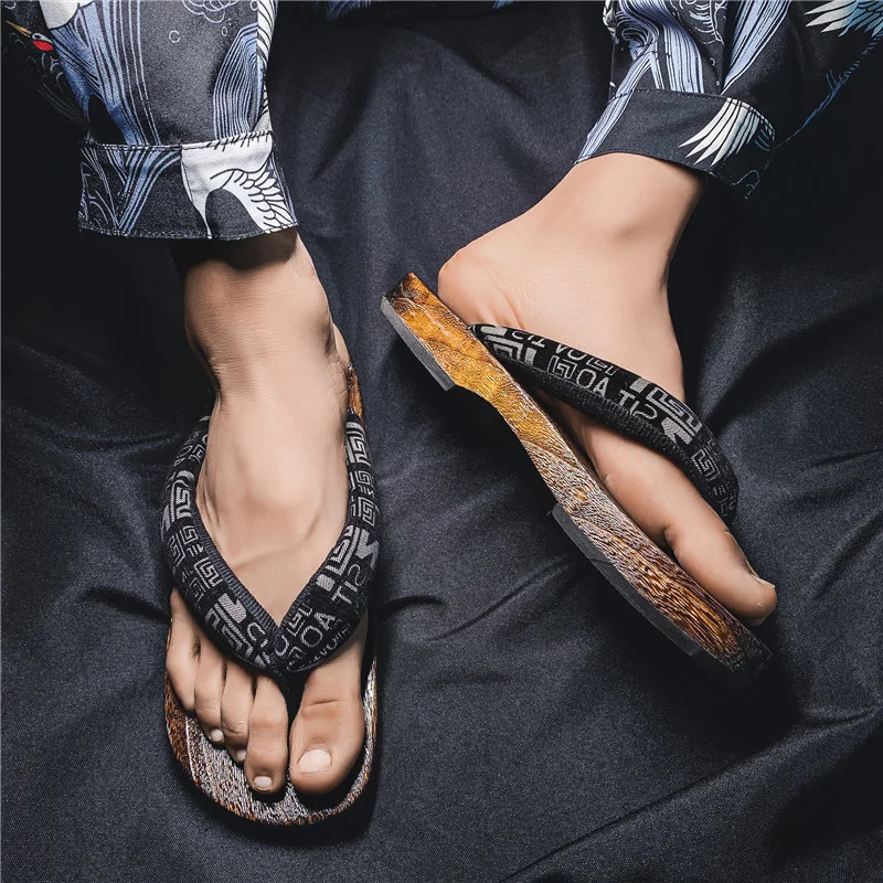 Pantofola Uomo 2022 Nuove Pantofole Giapponesi A Spina Di Pesce Zoccoli In Legno Geta Infradito Antiscivolo In Scarpe Estive Cos