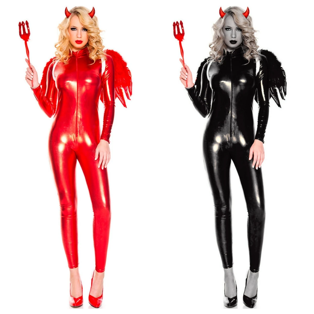 Costumi Cosplay Del Diavolo Angel Women Wicked Witch Abbigliamento Halloween Carnival Party Outfit Tute Cosplay Demon In Pelle Verniciata