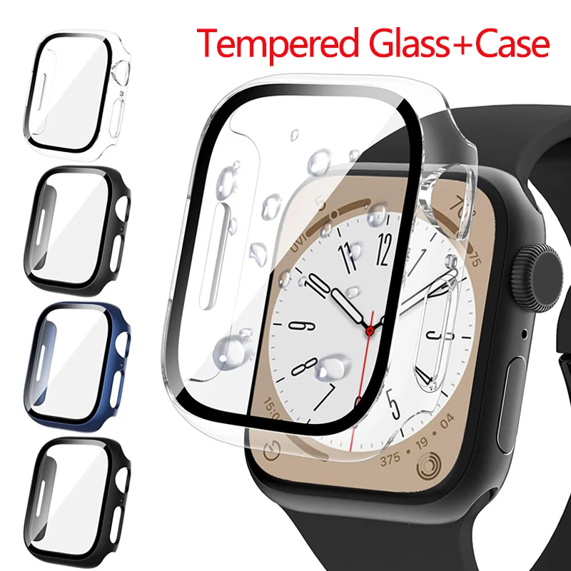 Custodia In Vetro Temperato Per Apple Watch Series 8 45Mm 41Mm Cover Protettiva Per Schermo Per Iwatch Series 7 8 45Mm 41Mm Shell Accessori