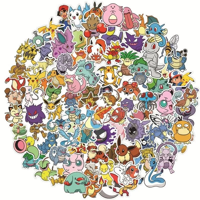 50/100Pcs Pokemon Stickers Pack Sticker Per Bambini Bambini Laptop Cute Anime Children'S Pack Impermeabile Cool Funny Valigia