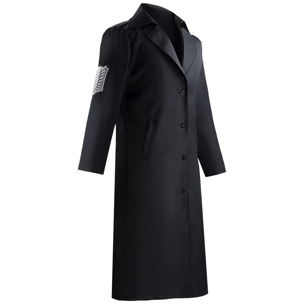 Anime Aot Levi Ackerman Black Long Trench Attack On Titan Shingeki No Kyojin Hange Cosplay Scouting Legion Sasha Mikasa Jacket