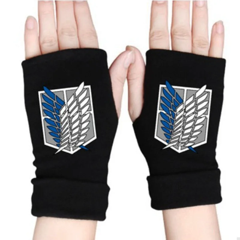 Cosplay Anime Guanti Attack On Titan Mezze Dita Guanti Costumi Accessori Guanti Senza Dita In Cotone Stampato Puntelli Costume