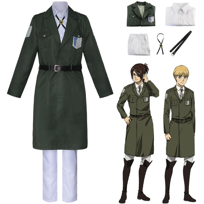 Anime Attack On Titan Cosplay Levi Costume Shingek No Kyojin Scouting Legion Soldier Coat Trench Jacket Uniforme Halloween Outfit