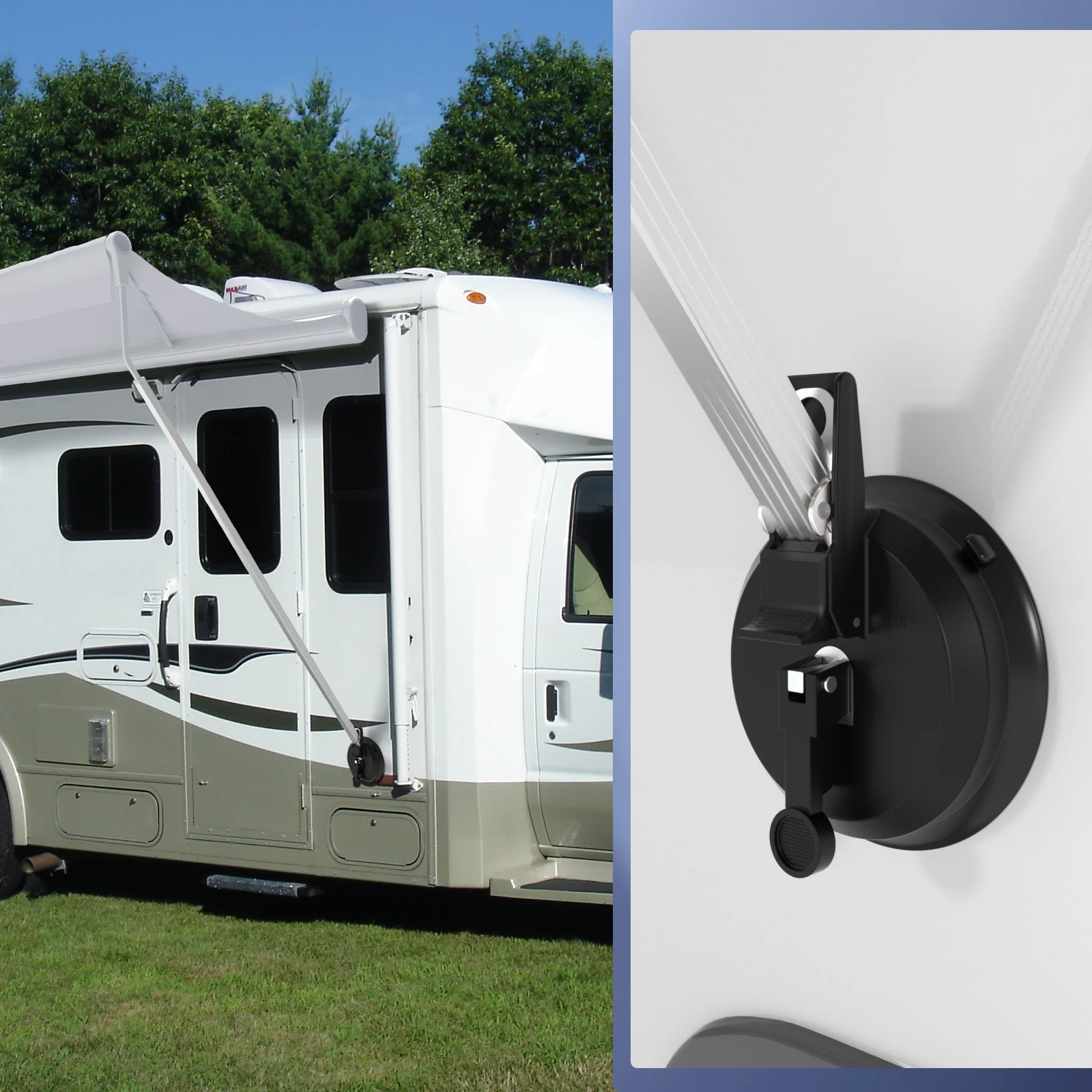Rv Sucker Camper Caravan Tendalino Supporto Per Piede Staffa Per Thule/Fiamma & Dometic