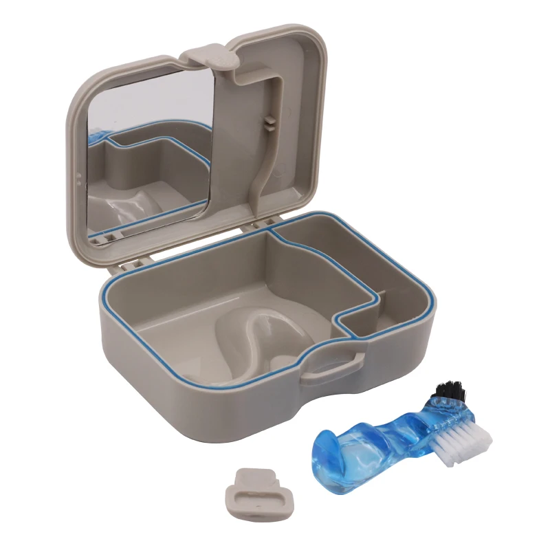 1 Set Di Denti Dentali Custodia Portatile Scatola Per Protesi Con Specchio E Spazzola Apparecchi Dentali Artificiali Strumenti Per La Pulizia Dei Dent