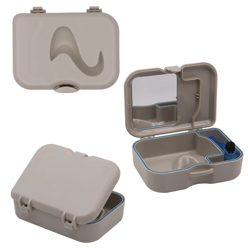 2 Set Di Denti Per Dentiera Custodia Portatile Con Specchio E Spazzola Pulita Apparecchi Dentali Artificiali Strumenti Per La Pulizia Dei Denti Orali