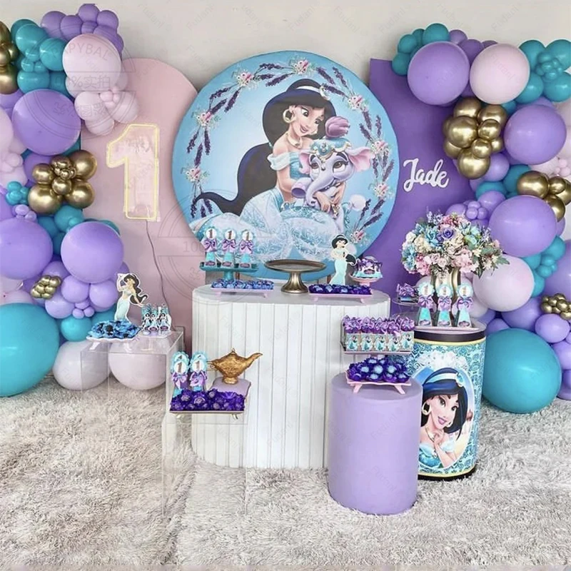 161Pcs Disney Birthday Arch Garland Balloon Kit Aladdin Jasmine Princess Tema Per Decorazioni Per Feste Di Compleanno Per Bambini