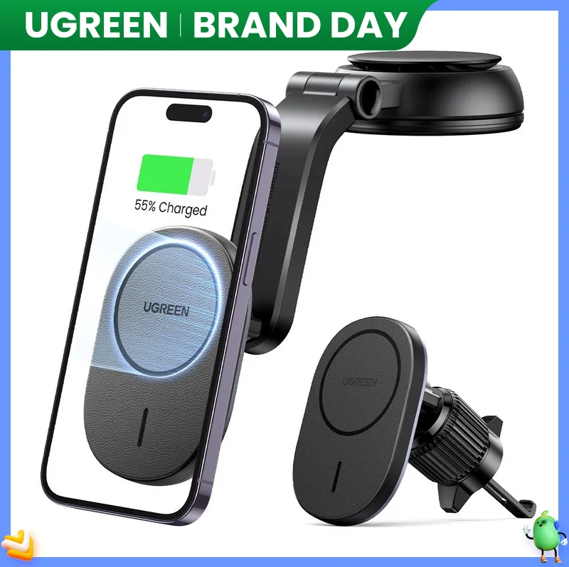 Supporto Per Telefono Da Auto Magnetico Ugreen Caricabatterie Wireless Per Iphone 15 14 13 12 Pro Max Ricarica Per Caricabatteria Da Auto Magsafe 7.5W