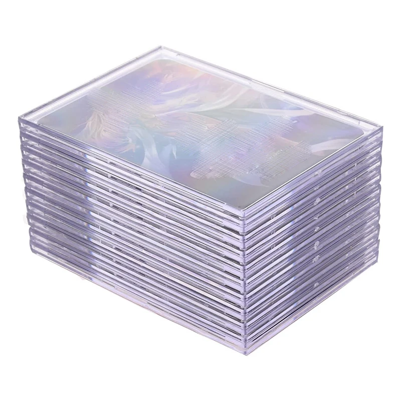Cards Sleeves Top Loader 10 Protezione Per Carte In Plastica Dura Clear Card Brick + 2 Espositore