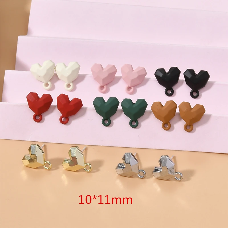 Ordine Minimo 40 Pz/Lotto Lega Vernice Spray Geometria A Forma Di Cuore Moda Donna Orecchini Stud Gioielli Fai Da Te Orecchino Accessorio