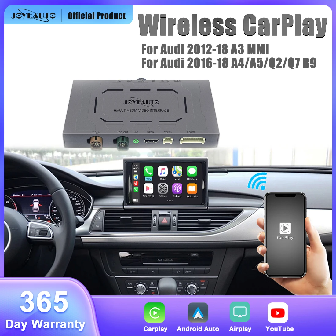 Joyeauto Wireless Apple Carplay Modulo Auto Android Per Audi A4 A5 Q2 Q7 B9 2012-18 A3 Mmi Con Kit Di Retrofit Airplay Mirror Link