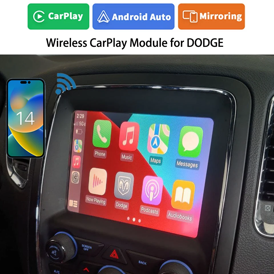 Icarplay 2024 Modulo Wireless Android Auto Iphone Apple Carplay Interfaccia Per Dodge Charger R/T 2016 Radio Originale