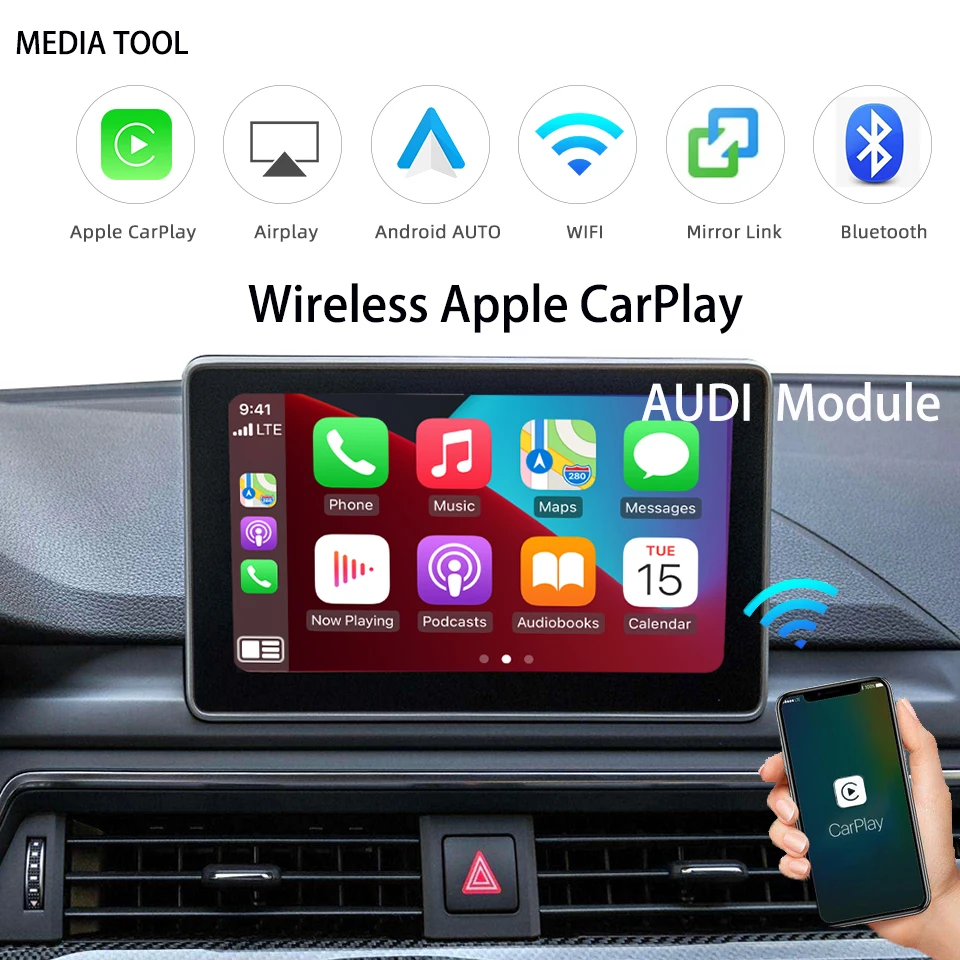 Wireless Apple Carplay Per Audi A4 B9 Android Auto Mirror Car Play Retrofit Kit Interfaccia Supporta La Fotocamera Posteriore Anteriore Posteriore