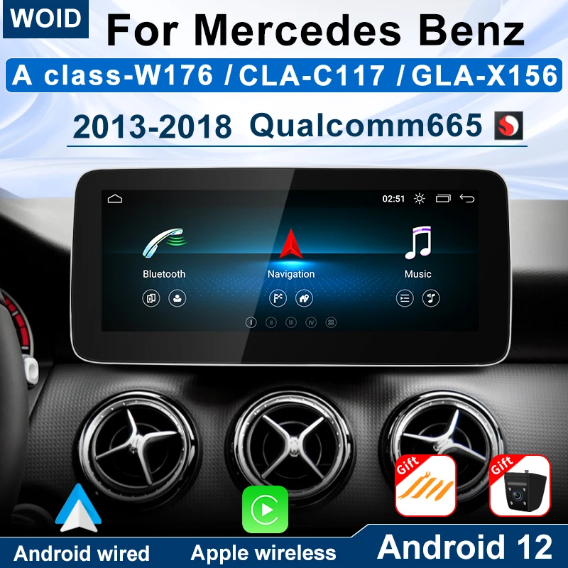 Qualcomm665 12.3 "Android 12 Auto Car Intelligent Multimedia Player System Apple Carplay Per Mercedes Gla X156 Gps Navi Wifi Dsp