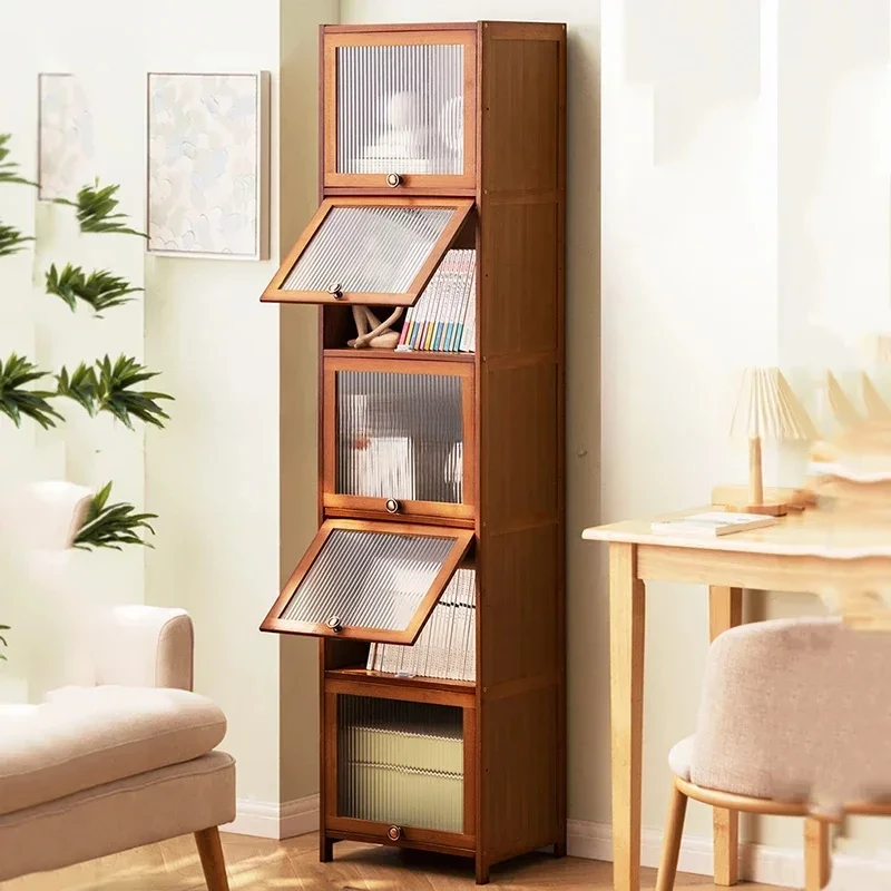 Bamboo Doors Libreria Nordic Display Organizer Credenze Libreria Minimalista Storage Etagere Rangement Furniture For