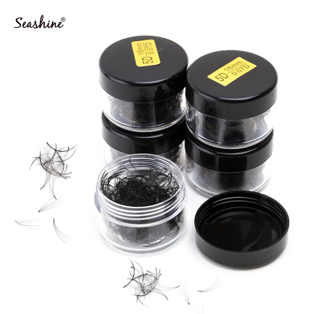 Seashine Premade Fans 300 Fans Bulk Lashes Jar Short Stem Premade Fans Ciglia All'Ingrosso Pre Made Fans Lashes Extension Ciglia