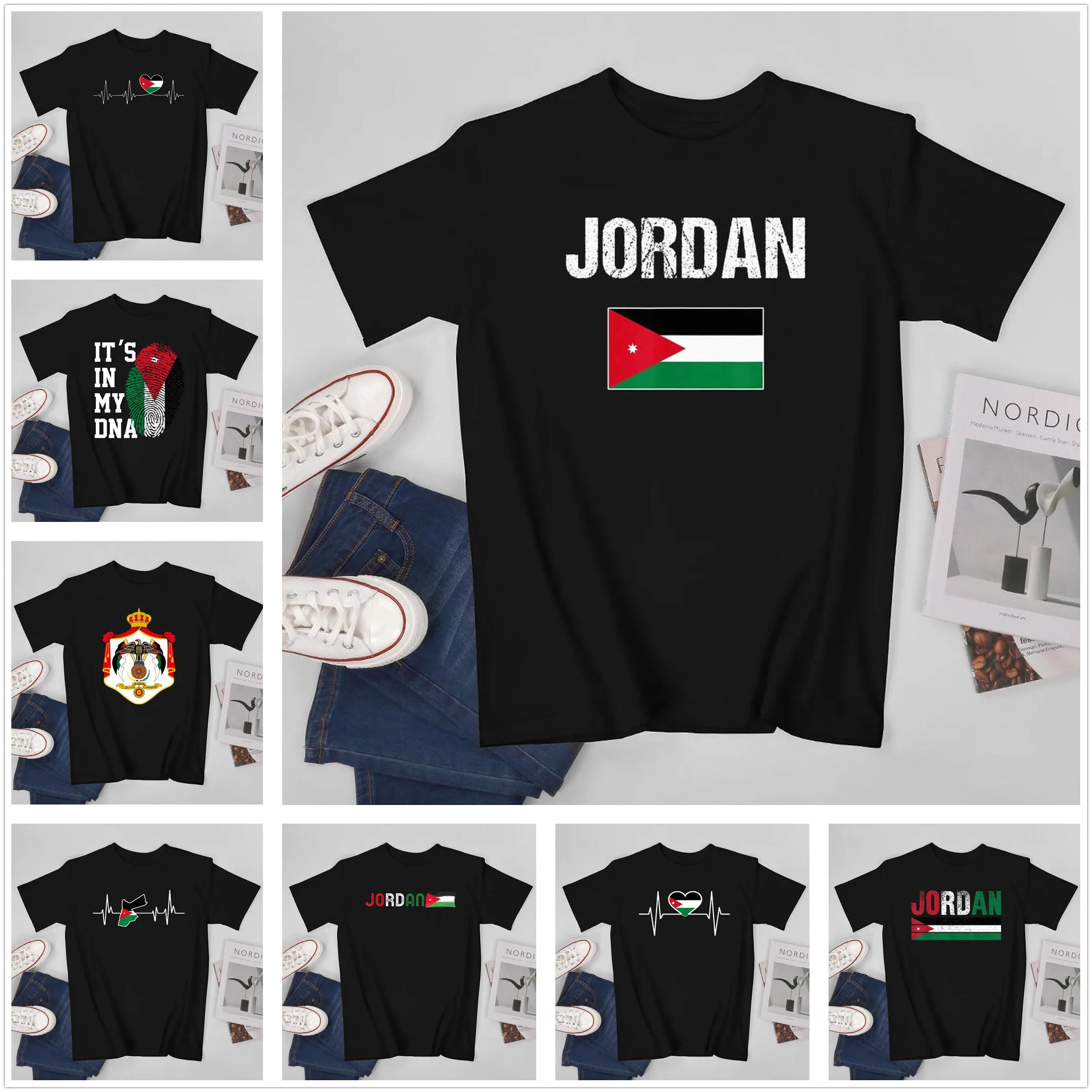 Più Design Maglietta Da Uomo Bandiera Jordan T-Shirt Jordan T-Shirt O-Collo T-Shirt Donna Ragazzi Abbigliamento 100% Cotone