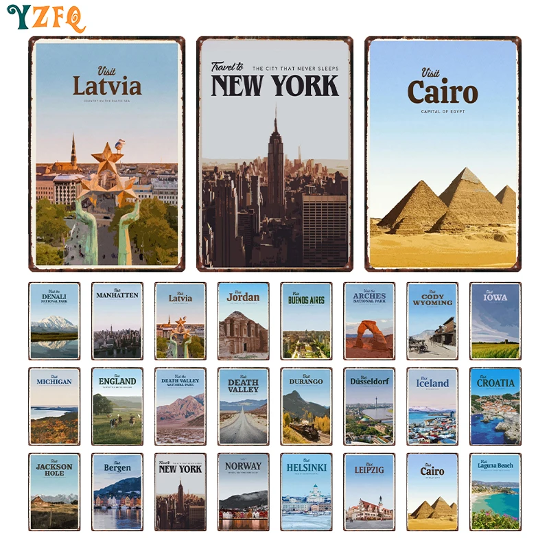 Poster Da Viaggio Vintage Della Città Jordan Arches Iust Berg Tin Metal Plate Bar Cafe Living Room Decoration Gft Wholesale Du-12872A