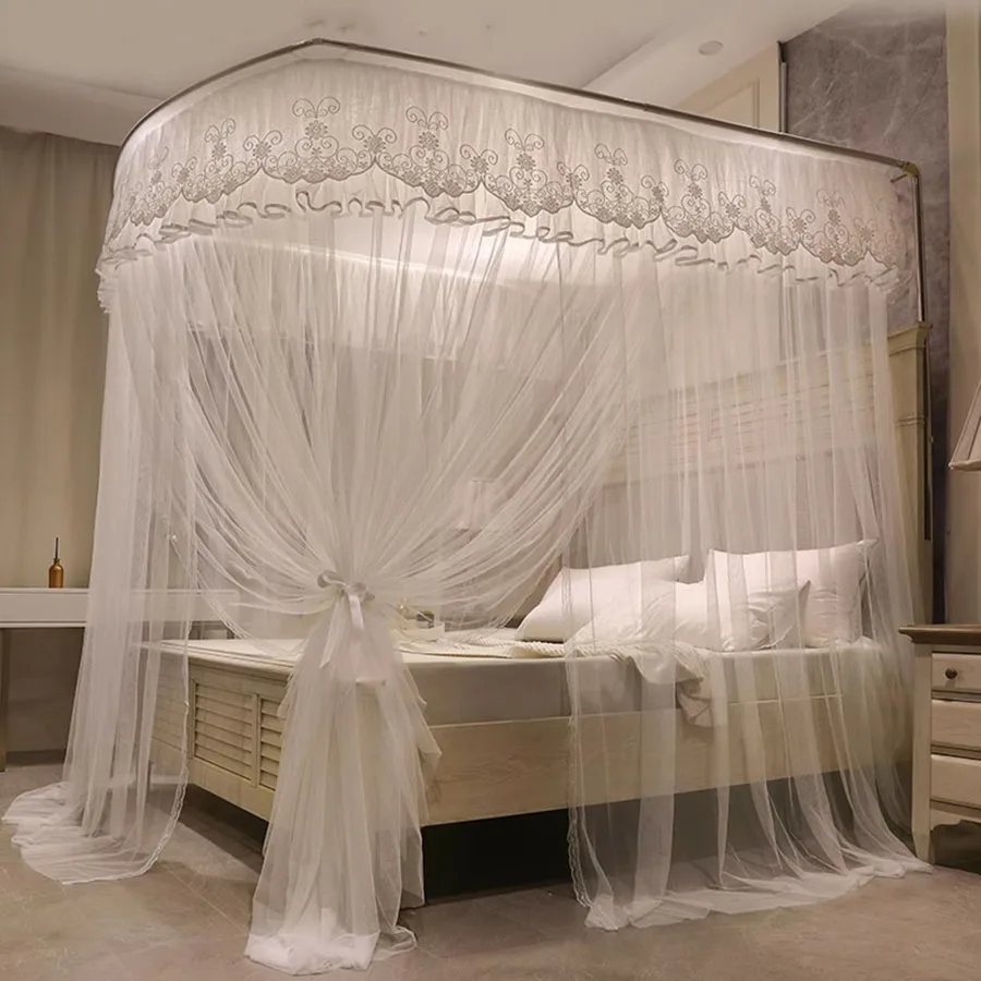Zanzariera Pieghevole Supporto Per Letto Protezione Leggera Zanzariera A Prova Di Chiodo Maglia Porta Francese Ragazze Camera Da Letto Zanzariera Tend